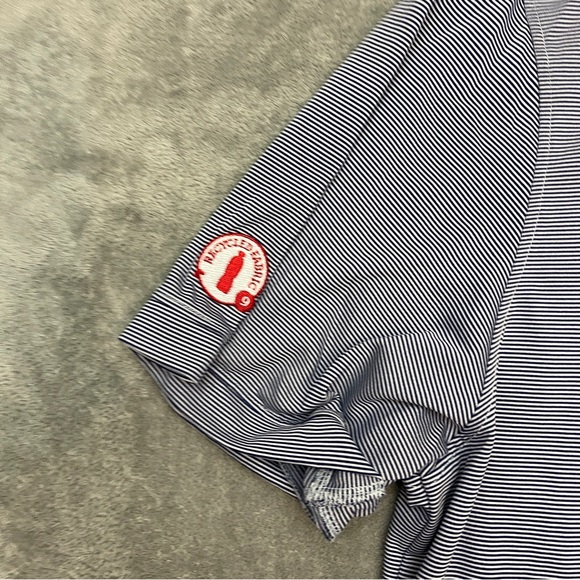 Chick Fil A Shirt Mens XL Blue Polo Crew Uniform Work Logo Striped - Picture 2 of 9